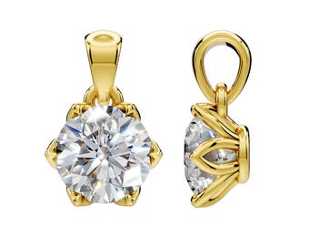 Diamond Pendant Round Cut Nature Inspired Lab Grown Diamond Floral Pendant Solid 14K Gold IGI Certified