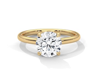2 Carat Solitaire Round Lab Grown Diamond Ring Minimalist IGI Certified 4 Prongs Ring Round Cut Diamond Engagement Ring