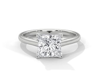 2 Carat Princess Cut Lab Grown Diamond Ring 4 Prong Solitaire Engagement Ring 14K White Gold Ring IGI Certified