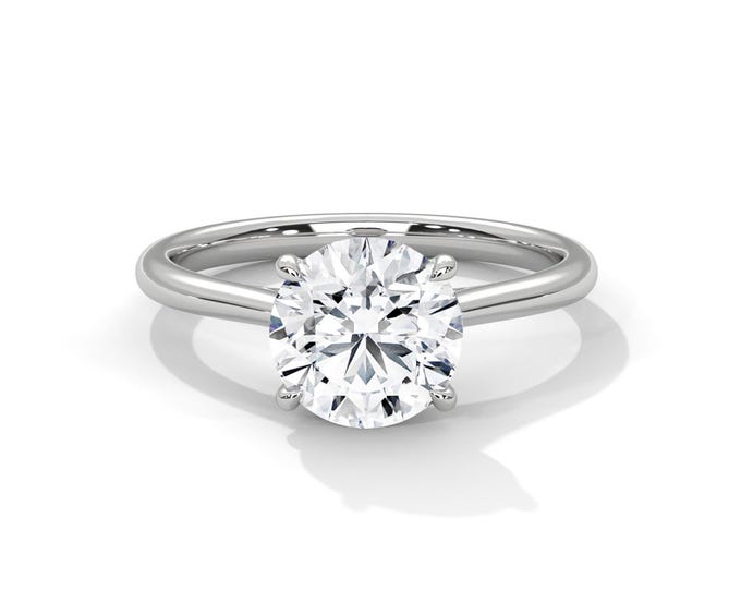 2 Carat E VS1 Round Cut Lab Grown Diamond Solitaire Engagement Ring 4 Prong Solitaire Ring 14k White Gold Classic Ring