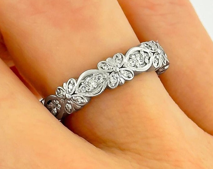 Butterfly Ring Floral Wedding Band Nature Inspired Handmade Jewelry