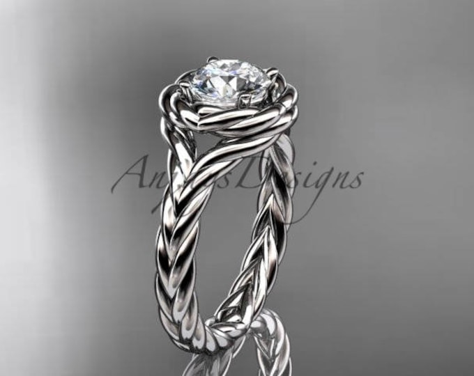Unique Wedding Rings 14kt white Gold twisted rope Engagement Ring
