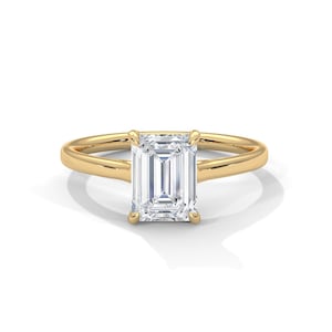 Emerald Cut 2 Carat Lab Grown Diamond Solitaire Engagement Ring IGI Certified Emerald Cut 14k Yellow Gold