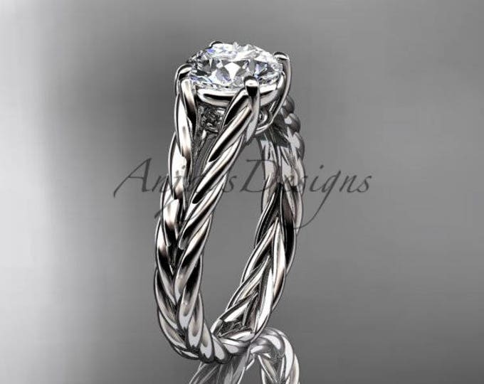 1 Carat Round Lab Grown Diamond Ring Twisted Rope Engagement Ring Unique Braided Proposal Ring 14k White Gold