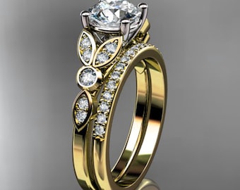 14K Solid Gold Ring Vintage Engagement Ring Round Diamond Ring Women's Promise Ring For Her
