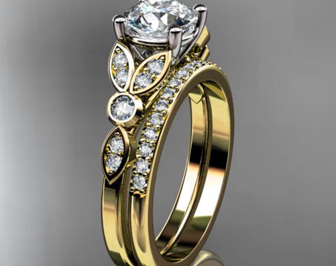 14K Solid Gold Ring Vintage Engagement Ring Round Diamond Ring Women's Promise Ring For Her