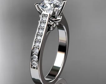 1 Carat D VS1 Round Brilliant Lab Grown Diamond Ring Unique Diamond Engagement 4 Prong 18k White Gold Ring