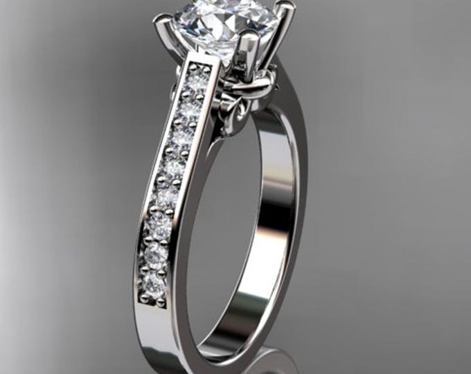 1 Carat D VS1 Round Brilliant Lab Grown Diamond Ring Unique Diamond Engagement 4 Prong 18k White Gold Ring