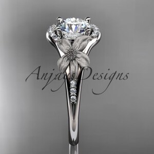 Leaf and vine Wedding Ring 14kt white Gold Diamond leaf and vine Wedding Ring Engagement Ring image 2