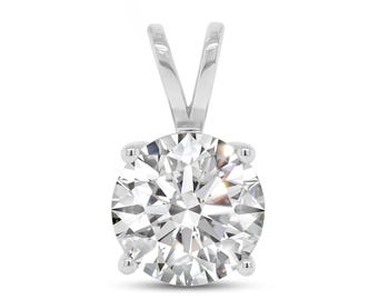 1 Carat Diamond Solitaire Pendant 14K Solid Gold Lab Grown Diamond Necklace IGI Certified 4 Prong Dainty Minimalist Pendant Perfect Gift