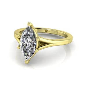 1ct Marquise Lab Grown Diamond Solitaire Engagement Ring VS1 Certified 14k Gold Ring