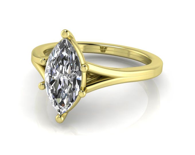 1ct Marquise Lab Grown Diamond Solitaire Engagement Ring VS1 Certified 14k Gold Ring