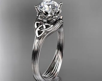 1 CT Lab Grown Diamond Celtic Engagement Ring Handmade Platinum Engagement Ring Diamond Ring