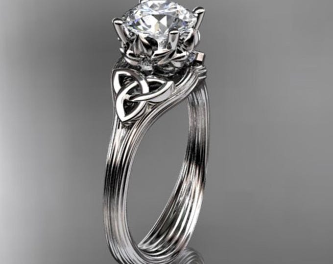 1 CT Lab Grown Diamond Celtic Engagement Ring Handmade Platinum Engagement Ring Diamond Ring