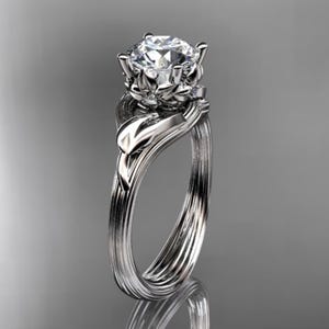 Unique Diamond Flower Engagement Ring 14k Gold 1 Carat Lab Grown Diamond Petal Engagement Ring