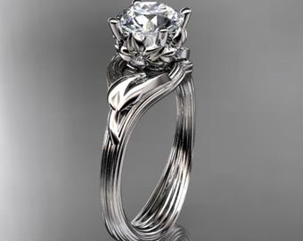 Unique Diamond Flower Engagement Ring 14k Gold 1 Carat Lab Grown Diamond Petal Engagement Ring