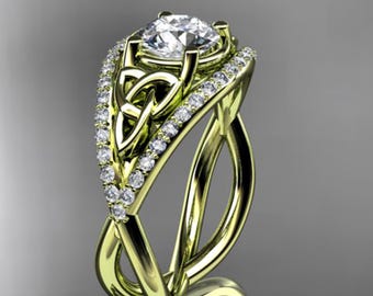 Celtic Knot Engagement Ring 1 Carat Lab Grown Round Diamond Unique Irish Diamond Wedding Ring