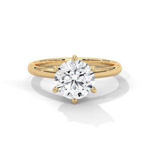 2 Carat IGI Certified D VS1 Round Brilliant Lab Diamond Solitaire Engagement Ring 6 Prong 14k Yellow Gold