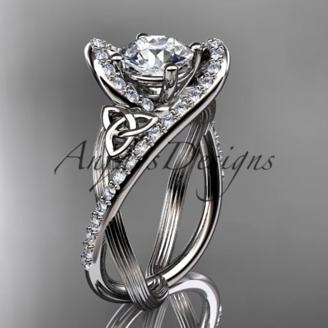 Celtic Engagement Ring Unique 1ct Lab Grown Diamond Irish Ring 14k ...