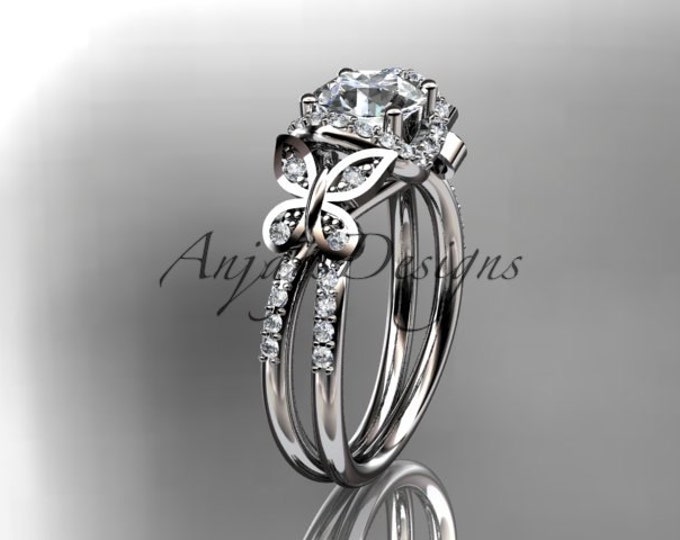 Butterfly Wedding Ring 1ct Lab Grown Diamond Ring Dainty Ring CVD Diamond