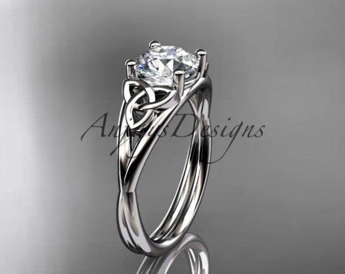 Celtic Engagement Ring in 18k Solid Gold IGI Certified Engagement Ring 4-Prong Solitaire Diamond Ring