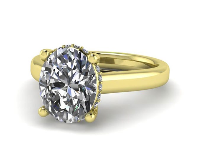 2 Carat Oval Lab Grown Diamond Ring Halo Engagement Ring VS1 D IGI Certified