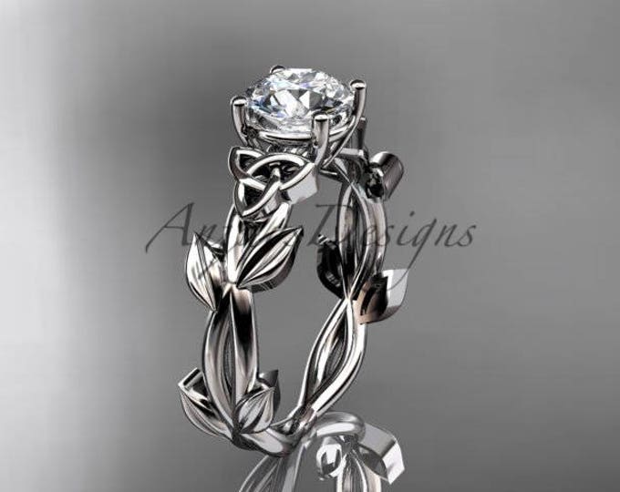 Celtic Knot Engagement Ring 14k White Gold Ring Celtic Wedding Ring Anniversary Ring Women's Wedding Ring Unique Ring