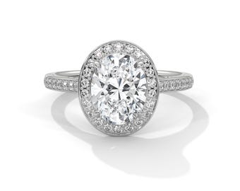 2 Carat Oval Lab Grown Diamond Engagement Ring E VS1 Lab Diamond IGI Certified Minimalist Oval Halo Ring 14k White Gold