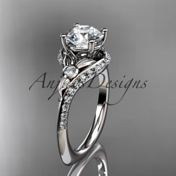 Platinum Diamond leaf and vine Wedding Ring Engagement Ring