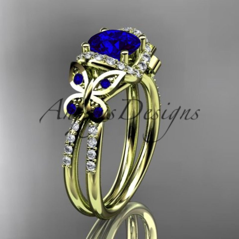 Gold sapphire engagement ring
