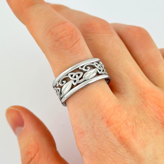 14k White Gold Celtic Wedding Band Mens Celtic Wedding Ring Celtic