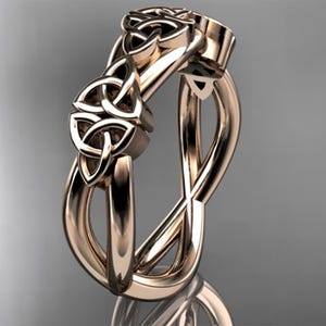 Celtic Wedding band 14k Rose Gold Trinity Knot Ring Solid Gold Celtic Wedding Ring Handmade