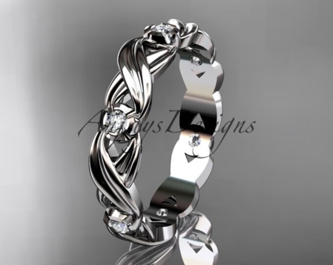 Leaf Engagement Ring 14kt white Gold Diamond leaf and vine Wedding Ring Engagement Ring Wedding band