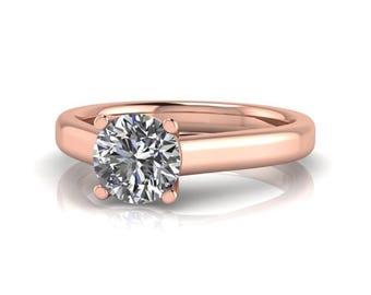 1 Carat IGI Certified Round Cut Lab Grown Diamond Ring Minimalist Solitaire 4 Prongs Thin Ring Round Cut Diamond Engagement Ring