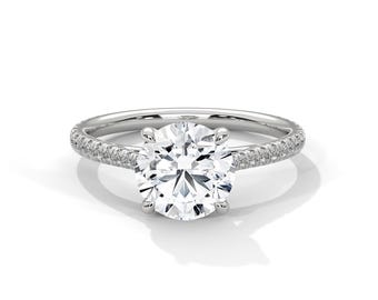 2 Carat Round Diamond Eternity Engagement Ring IGI Certified D VS1 Lab Grown Diamond Eagle Claw Setting Ring 14k White Gold