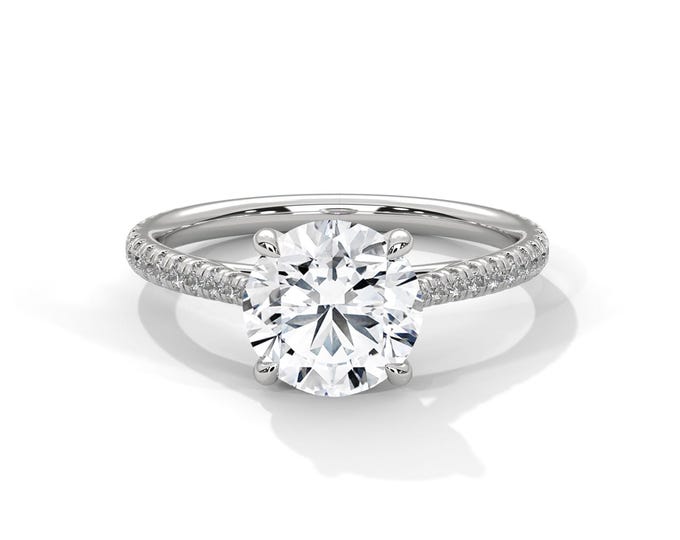 2 Carat Round Diamond Eternity Engagement Ring IGI Certified D VS1 Lab Grown Diamond Eagle Claw Setting Ring 14k White Gold