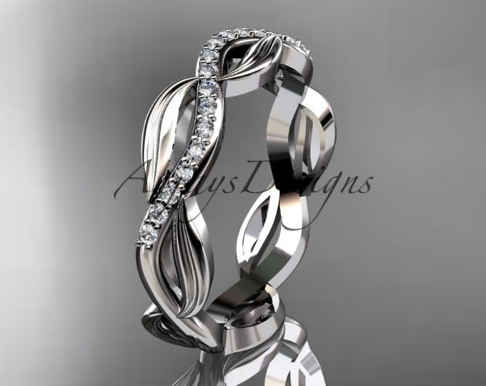 Leaf Wedding Ring Platinum Diamond leaf and vine Wedding Ring Engagement Ring Wedding band