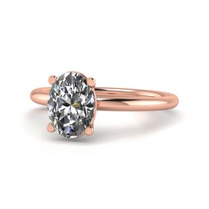 Oval 1 Carat D Color VS1 IGI Certified Lab Grown Diamond Solitaire Engagement Ring Handmade of 14k Rose Gold IGI Certified