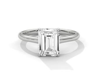 Emerald Cut Engagement Ring in 14k White Gold 2 CT Lab Grown Diamond Engagement Ring Emerald Solitaire Ring