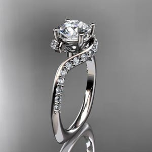1 Carat Lab Grown Diamond Engagement Ring Round Brilliant CVD Diamond Ring 14K White Gold Minimalist Ring