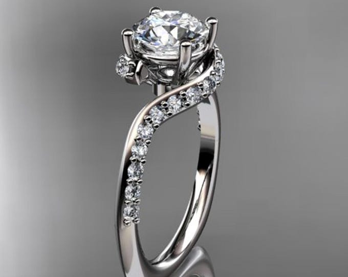 1 Carat Lab Grown Diamond Engagement Ring Round Brilliant CVD Diamond Ring 14K White Gold Minimalist Ring