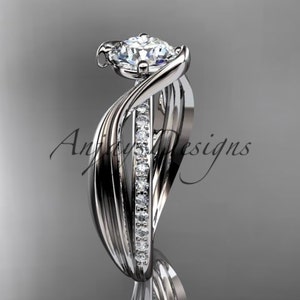 Platinum Diamond Leaf and Vine Wedding Ring Engagement Ring - Etsy