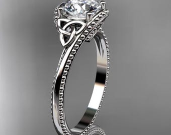 Celtic Dimond Ring Engagement Ring Irish Knot 1 Carat Lab Grown Diamond IGI Certified 14k White Gold