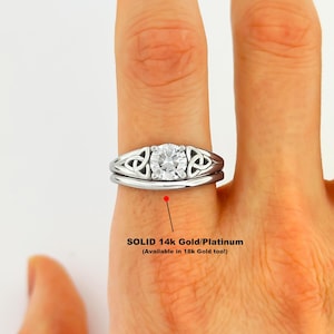 1ct lab grown diamond Celtic set, 14k white gold, trinity knot ring