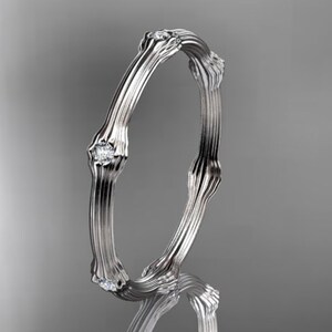 Petite Diamond Wedding Band Thin Wedding Band Nature Inspired Delicate Ring 14K Gold Dainty Branch Wedding Band