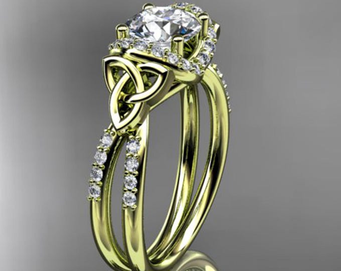 1 CT Lab Grown Diamond Engagement Ring Celtic Ring Dainty Engagement Ring CVD Diamond