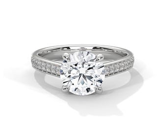 2 Carat Round Lab Diamond Engagement Ring 4 Claw Prong 14k White Gold D VS1 IGI Certified Wedding Ring
