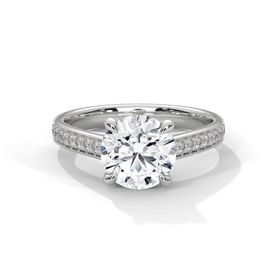 Carat Round Lab Diamond Engagement Ring Claw Prong 14k White