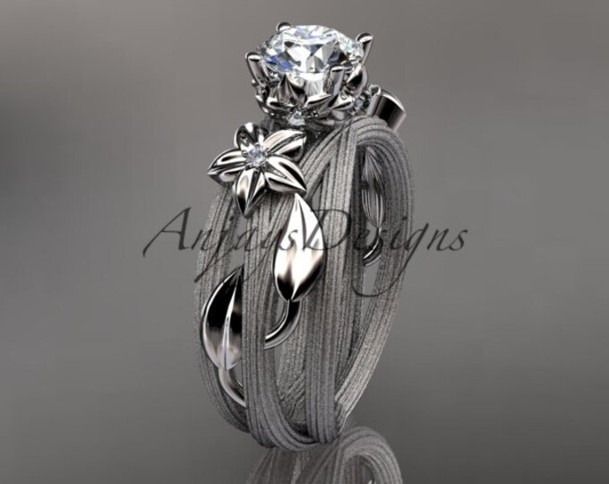 Floral Lab Grown Diamond Engagement Ring Leaf and Vine 1 CT IGI Certified Diamond Ring Nature Inspired