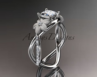 1 Carat Princess Cut Lab Grown Diamond Nature Inspired Engagement Ring Flower Diamond Ring IGI Certified